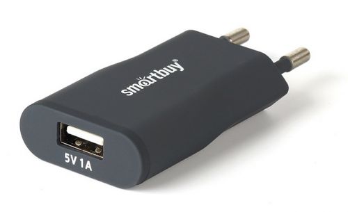  Зарядное устройство сетевое SmartBuy Satellite USB, 1А, Soft-touch, серое (SBP-2500)