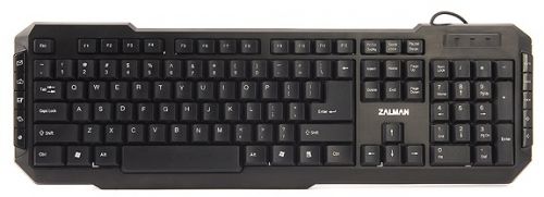 Клавиатура проводная Zalman ZM-K200M USB, мультимедийная, 10 доп клавиш, 8 заменяемых клавиш синего цвета, черная