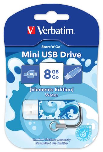  Накопитель USB 2.0 8GB Verbatim Mini Elements Edition, Water 98159
