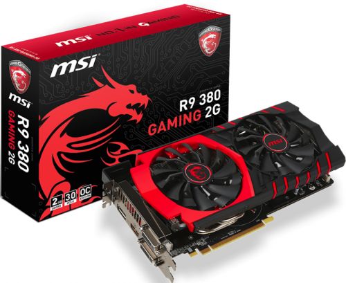  PCI-E MSI R9 380 GAMING 2G AMD Radeon R9 380 2GB GDDR5 256bit 28nm 1000/5600MHz 2*DVI(HDCP)/HDMI/DisplayPort RTL