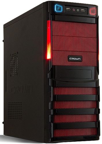  ATX Crown CMC-SM162 черный с красным SMART PLUS 450W (USB 2.0 x2, Audio)