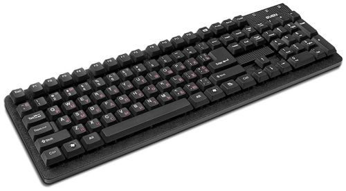  Клавиатура проводная Sven Standard 301 USB+PS/2 черная, 105 клавиш, красная кириллица, классич. раскладка, коробка цвет