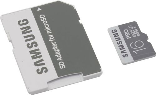  Карта памяти 16GB Samsung MB-MG16EA/RU MicroSDHC Class10 UHS-1 U3 PRO (SD adapter)