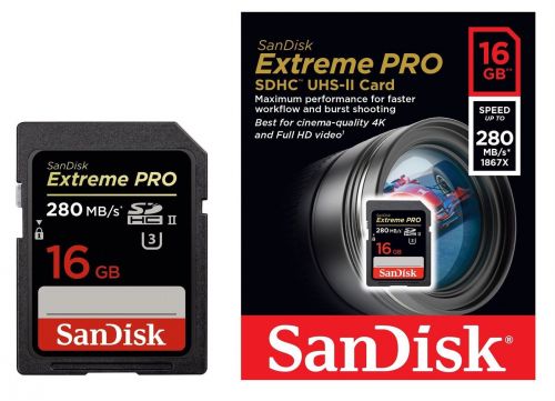  Карта памяти 16GB SanDisk SDSDXPB-016G-G46 SDHC Class 10 UHS-II Extreme Pro, 280 Mb/sec