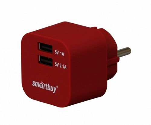  Зарядное устройство сетевое SmartBuy VOLT 3.1 A, 2хUSB, темно-красное (SBP-2300)