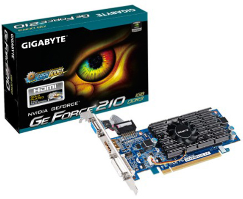  PCI-E GIGABYTE GV-N210D3-1GI v6.0 GeForce GF210 1GB GDDR3 64bit 590/1200MHz DVI/HDMI/VGA RTL