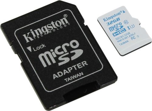  Карта памяти 32GB Kingston SDCAC/32GB MicroSDHC Class 10 UHS-I U3 Action Camera (SD adapter)