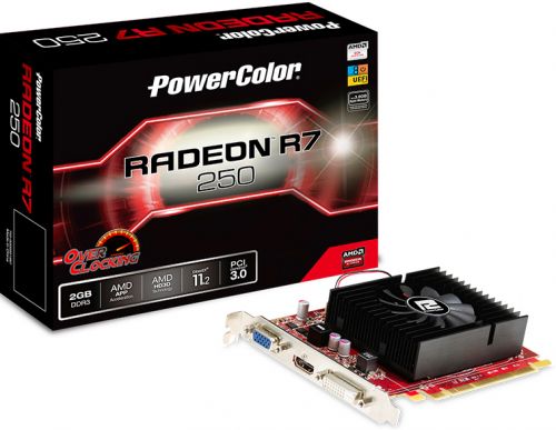 PCI-E PowerColor AXR7 250 2GBK3-HV2E/OC AMD Radeon R7 250 2GB GDDR3 128bit 28nm 1030/1600MHz DVI(HDCP)/HDMI/VGA RTL