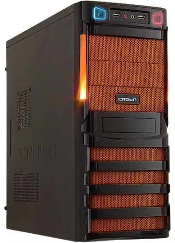  ATX Crown CMC-SM162 черный с оранжевым SMART PLUS 450W (USB 2.0 x2, Audio)