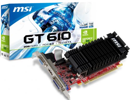  PCI-E MSI N610-2GD3H/LP GeForce GT 610 Low Profile 2GB GDDR3 64bit 700/1000MHz DVI(HDCP)/HDMI/VGA RTL