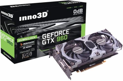  PCI-E Inno3D N960-1DDV-E5CNX GeForce GTX 960 OVERCLOCKED 2GB GDDR5 128bit 28nm 1178/7000MHz DVI(HDCP)/HDMI/3*DisplayPort RTL