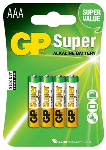  Батарейка GP Super alkaline 24A (LR03) (1,5V) 4шт 1.15Ah size AAA