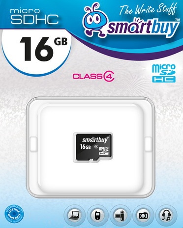  Карта памяти 16GB SmartBuy SB16GBSDCL4-00 micro SDHC class 4 (без адаптеров)