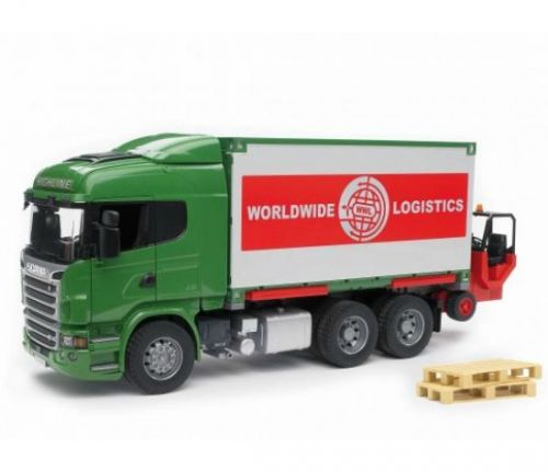  Игрушка Bruder 03-580 Фургон Scania с погрузчиком и палеттами