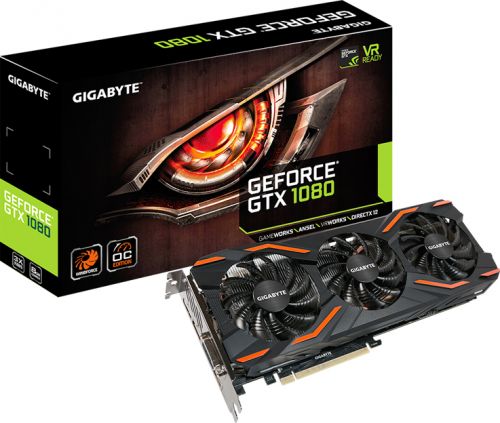  PCI-E GIGABYTE GV-N1080WF3OC-8GD GeForce GTX 1080 8GB GDDR5 256bit 16nm 1657/10010MHz DVI-D(HDCP)/HDMI/3*DisplayPort RTL