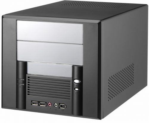  mITX Morex 6009-300W черный, 1xHDD 3.5"+1xExt 3.5", 2x5.25", 200x225x330, 2USB, Audio, Mic, PSU 300W