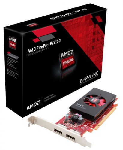  PCI-E Sapphire AMD FirePro W2100 2GB GDDR3 128bit 630/1800MHz 2xDP Fan DP to DVI-SL Passive Cable 100-505821 (31004-50-40) Retail