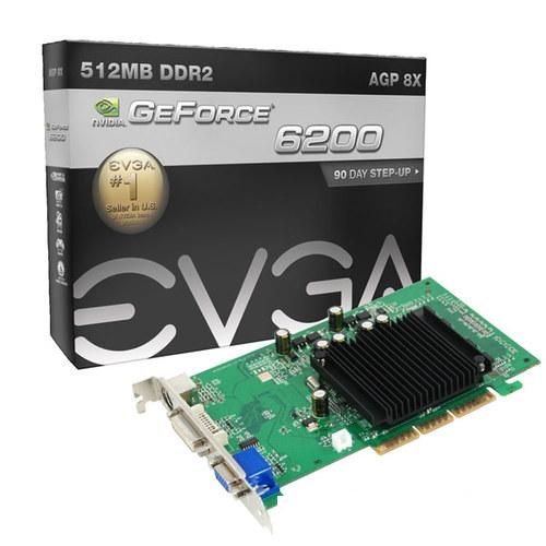  AGP EVGA 512-A8-N403-EL GeForce 6200 512Mb GDDR2 64bit 350/532Mhz DV/D-Sub/S-Video RTL