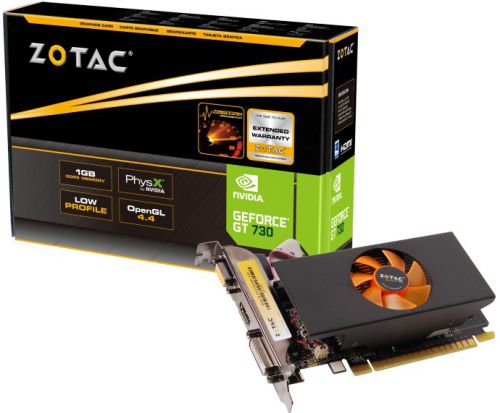  PCI-E Zotac ZT-71102-10L GeForce GT 730 Low Profile 1GB GDDR5 64bit 28nm 902/5010MHz DVI(HDCP)/HDMI/VGA RTL