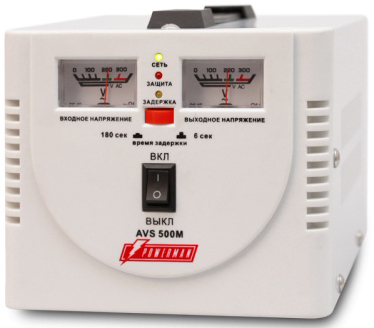 PowerMan AVS-500M 500VA, Analog Indication, 2x Schuko Outlets, 1m Power Cord, 230V, 1 year warranty, White