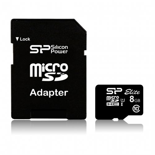  Карта памяти 32GB Silicon Power SP032GBSTHBU1V10-SP Elite microSDHC Class 10 UHS-I (SD адаптер)