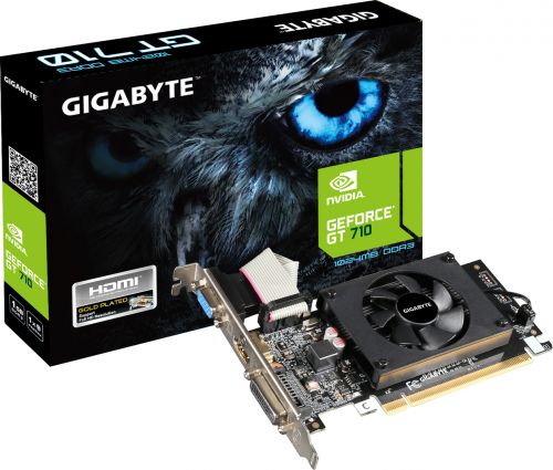  PCI-E GIGABYTE GV-N710D3-1GL GeForce GT 710 1GB GDDR3 64bit 28nm 954/1800MHz DVI(HDCP)/HDMI/VGA RTL