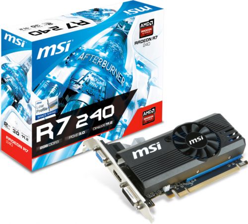  PCI-E MSI R7 240 1GD3 LP AMD Radeon R7 240 Low Profile 1GB GDDR3 128bit 28nm 730/1800MHz DVI(HDCP)/HDMI/VGA RTL