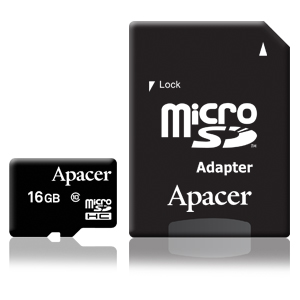  Карта памяти 16GB Apacer AP16GMCSH10-R micro SDHC Class 10 (SD адаптер)