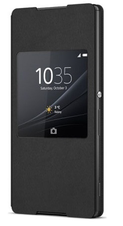  Чехол защитный Sony SCR30 для Xperia Z3+ с окошком (черный)