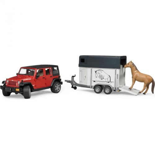  Игрушка Bruder 02-926 Внедорожник Jeep Wrangler Unlimited Rubicon c прицепом-коневозкой