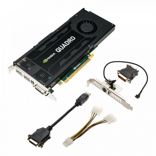  PCI-E PNY NVIDIA Quadro K4200 4GB 3D 771/1350 256-bit GDDR5 1344 Cores 2xDP to DVI-D (SL) adapter DVI-I to VGA adapter RTL (VCQK4200-PB)