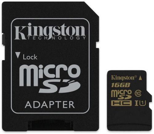  Карта памяти 16GB Kingston SDCA10/16GB microSDHC Class 10 UHS-I U1 (SD adapter)