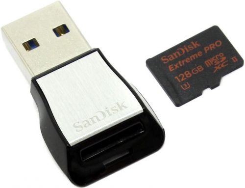  Карта памяти 128GB SanDisk SDSQXPJ-128G-GN6M3 microSDXC Class 10 UHS-I U3 Extreme Pro 275MB/s USB reader