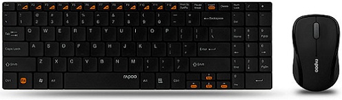  Клавиатура и мышь Wireless Rapoo 9060 черные мышь (оптическая) и клавиатура (основа из нержавеющей стали) 2.4Ghz