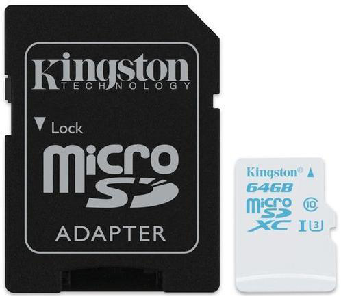  Карта памяти 64GB Kingston SDCAC/64GB MicroSDXC Class 10 UHS-I U3 Action Camera (SD adapter)