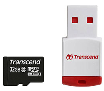  Карта памяти 32GB Transcend TS32GUSDHC10-P3 microSDHC Class 10 (USB ридер P3)