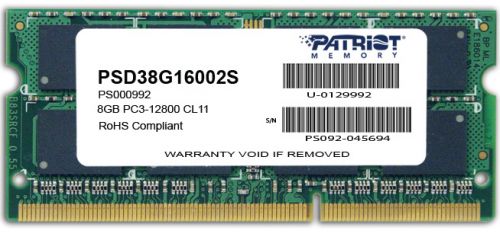  SODIMM DDR3 8GB Patriot PSD38G16002S PC3-12800 1600MHz 1.5V