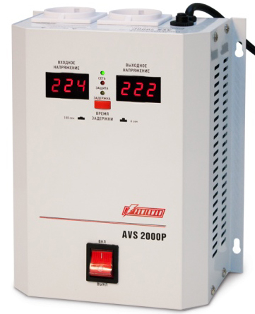 PowerMan AVS-2000P 2000VA, Digital Indication, Wall Mount,2x Schuko Outlets, 1m Power Cord, 230V, 1 year warranty, White