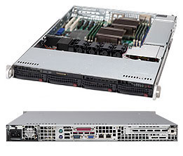  Корпус серверный 1U Supermicro CSE-815TQ-600CB (4x3.5" HS Bays,4xSATA/SAS port 13.68"x13"E-ATX, 2xFH, 1xLP(riser req), 600W Platinum, rail)