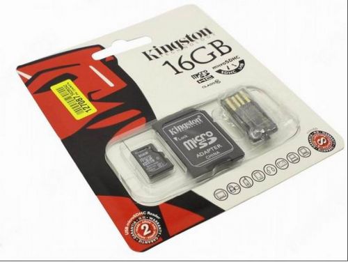  Карта памяти 16GB Kingston MBLY10G2/16GB MicroSDHC class 10 + 2 адаптера + ридер