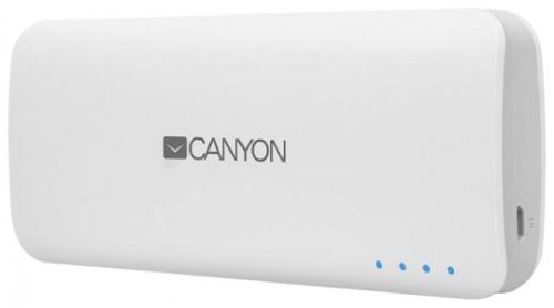  Аккумулятор внешний универсальный Canyon CNE-CPB100DW белый, материал пластик, емкость 10 000 мАч, выход DC5V 1A/2A (2 USB), вход DC5V 1A, индикатор