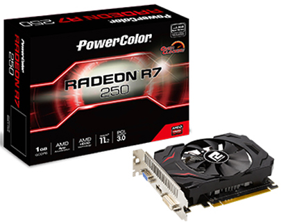  PCI-E PowerColor AXR7 250 1GBD5-HV4E/OC AMD Radeon R7 250 1GB GDDR5 128bit 28nm 750/4500MHz DVI(HDCP)/HDMI/VGA RTL