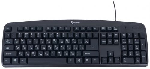  Клавиатура проводная Gembird KB-8350U-BL USB, черный, лазерная гравировка символов