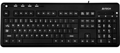  Клавиатура проводная A4Tech KD-126 USB, черн, белая подсветка символов, слим, 5 доп. клавиш