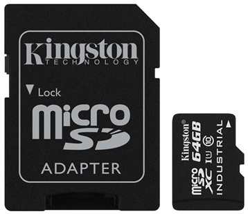  Карта памяти 64GB Kingston SDCIT/64GB microSDXC Class 10 UHS-I U1 Industrial Temperature SD adapter