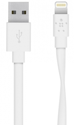 Кабель интерфейсный Belkin Mixit Flat Lightning to USB, White F8J148bt04-WHT