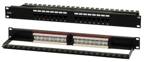  Патчпанель 19, 16xRJ45, UTP, Кат. 6 Hyperline PP2-19-16-8P8C-C6-110