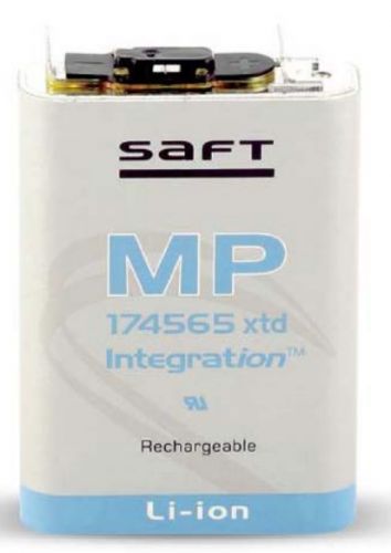  Аккумулятор SAFT MP174565 xtd Li, Ion типоразмера призма номинальным напряжением 3.7 В емкостью 4 Ач Траб: -40...85 В°C