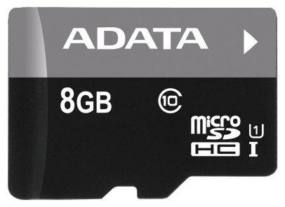  Карта памяти 8GB ADATA AUSDH8GUICL10-RA1 microSDHC Class 10 UHS-I (SD адаптер)