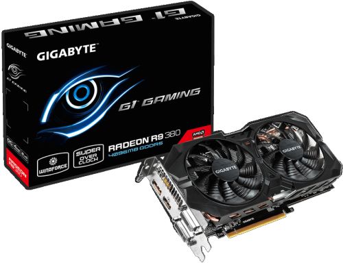  PCI-E GIGABYTE GV-R938G1 GAMING-4GD Radeon R9 380 4GB GDDR5 256bit 28nm 990/5700MHz 2*DVI(HDCP)/HDMI/DisplayPort RTL